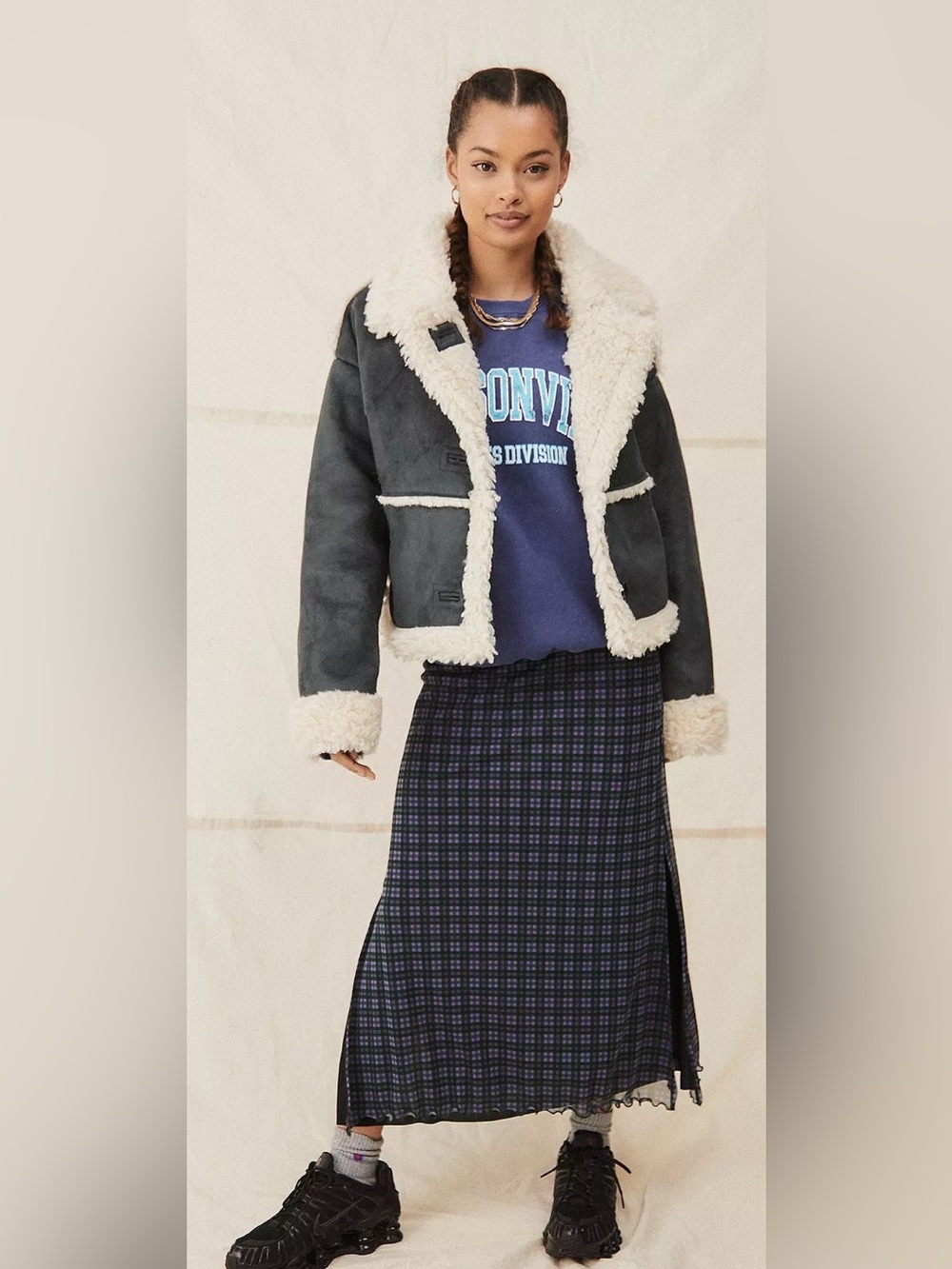 Urban Outfitters Faux Shearling Mary Crop Coat